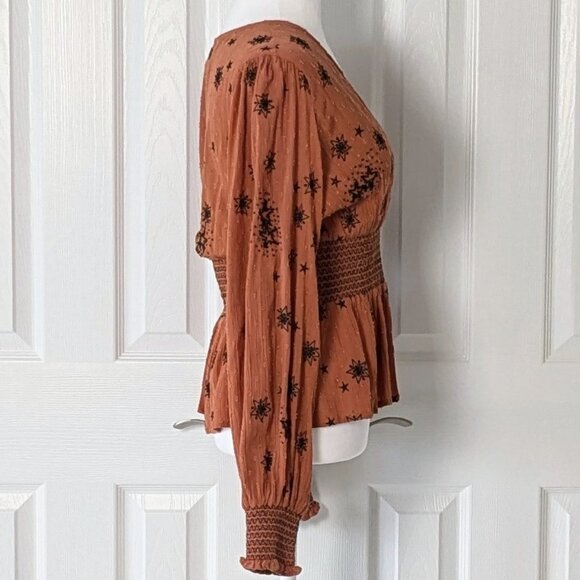 ROLLER RABBIT Women's Long Sleeve Embroidered Blouse Top  Size XS  Burnt Orange - Picture 4 of 6